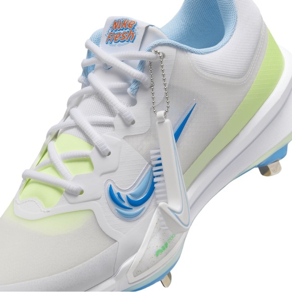 Nike Force Trout 9 Pro baseball cleats 'White Volt Aquarius Blue FQ7941-100 NWOB - Picture 11 of 12